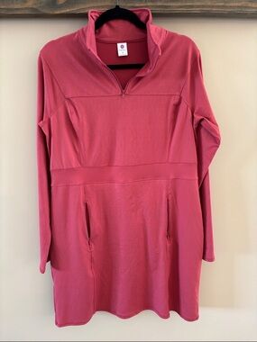 Soybu Gissade active Long-Sleeve Quarter-Zip Dress Tunic in Rose Pink